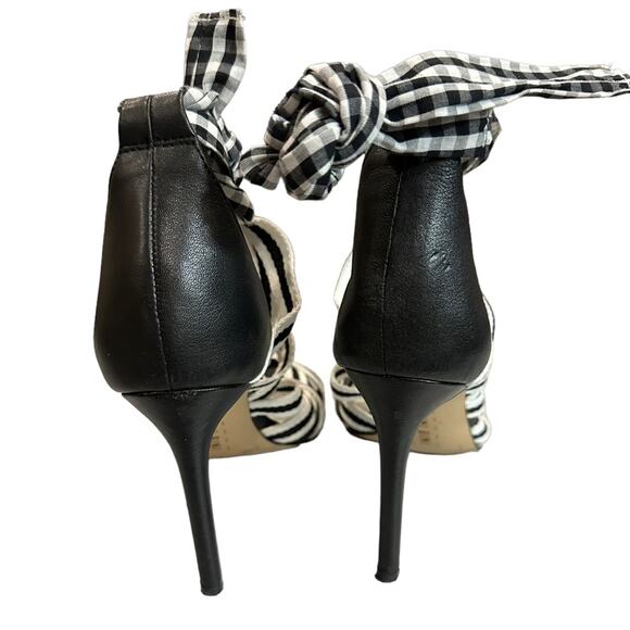 Gianni Bini Black Abrianna Gingham Lace Up Sandals 3.93” stiletto heels Size 6.5 - Picture 5 of 12